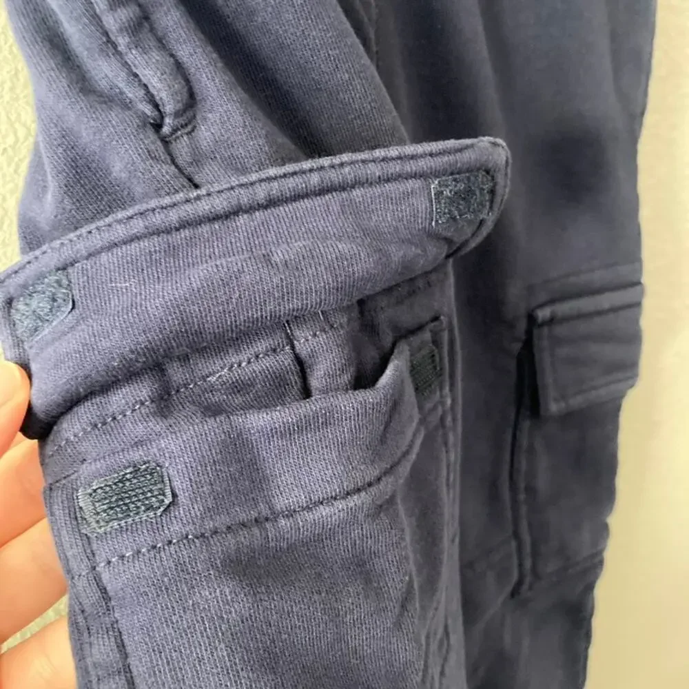 Hanna Andersson Bright Basics Double Knee Cargo Sweatpants - Navy Blue - 4